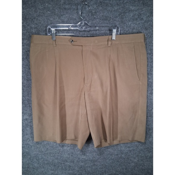 Tommy Bahama Silk Cotton Shorts Mens Size 42 Tan Khaki Pleated Golf Casual - Picture 1 of 8